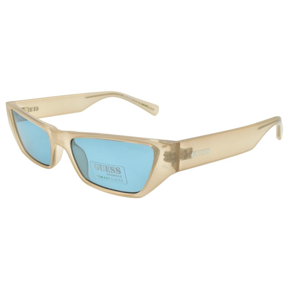 GUESS GU8232 57V Sunglasses Rectangle 56-17-145 Crystal Beige / Blue